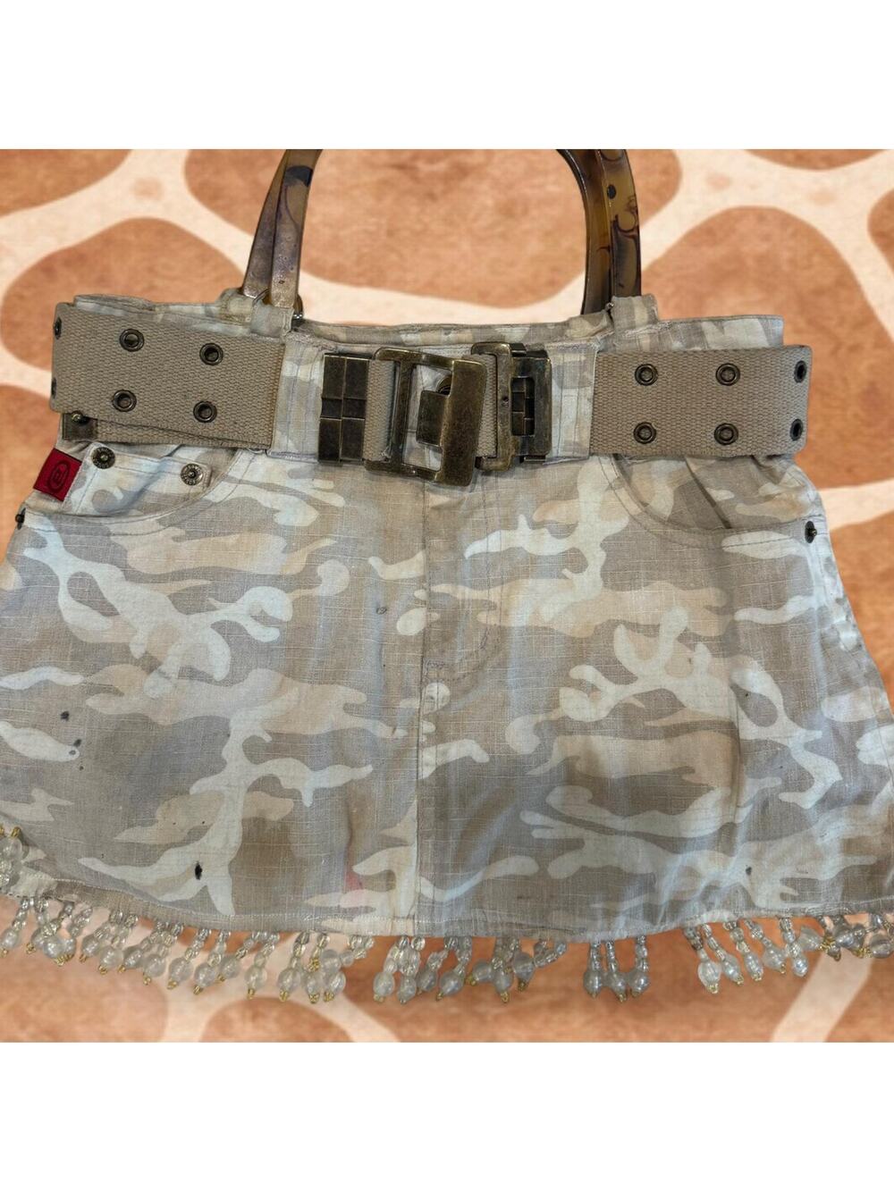 Handmade vintage y2k camo purse OOAK Rare Party Festival Glam